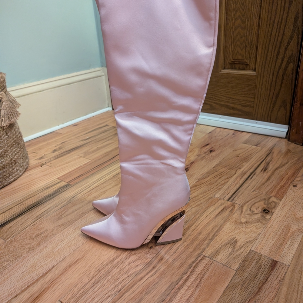Elegant Pink Knee-High Boots